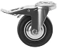 Промышленное колесо, диаметр 100мм, крепление под болт 12,5мм, поворотное, тормоз, черная резина, роликовый подшипник - SChb 42